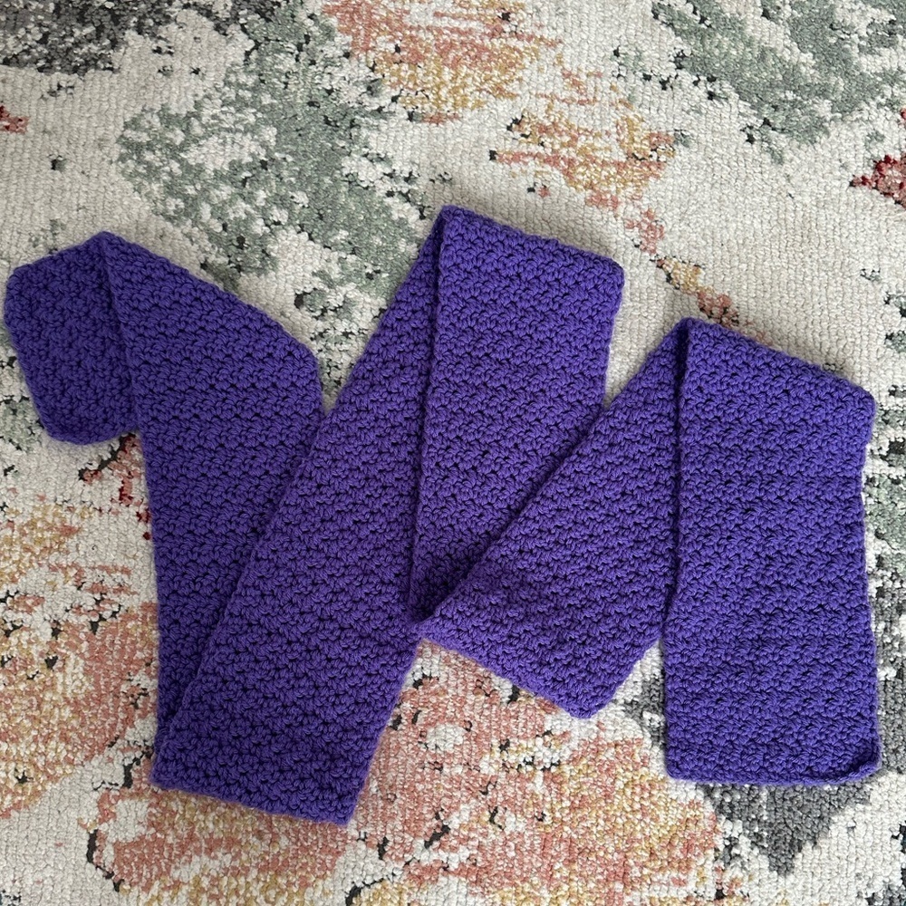 Hand Crafted Women’s Cozy Crochet Scarf Purple

Approx 80” Long